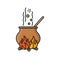 Cauldron on fireplace isolated vector illustration