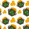 Cauldron gold coins and clovers st patricks wallpaper