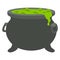 Cauldron with magic potion, vector flat design