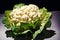 Cauliflower on a black background. Vegetarianism and healthy eating. healthy food concept. Generative AI