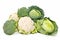 Cauliflower, cabbage and broccoli