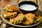 Cauliflower carrot green peas dill fritters