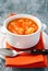 Cauliflower, carrot and rice tomato soup