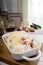 Cauliflower casserole with ham and bechamel sauce and cheese