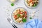 Cauliflower Mung Bean and Bell Pepper Salad, Vegan Food