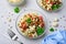 Cauliflower Mung Bean and Bell Pepper Salad, Vegan Food