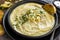 Cauliflower Soup in Rustic Black Bowl