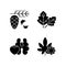 Cause of allergic reaction black glyph icons set on white space