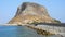 Causeway from mainland to the island with the mountain, Monemvasia, Greece