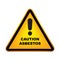 Caution asbestos sign on white