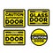 Caution automatic glass door sticker isolated