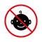 Caution Baby Face Little Ban Black Silhouette Icon. Forbid Danger Game for Child Pictogram. Children Red Stop Circle