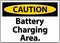 Caution Battery Charging Area Sign On White Background