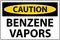 Caution Benzene Vapors Sign On White Background