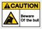 Caution Beware Of Bull Symbol Sign, Vector Illustration, Isolate On White Background Label. EPS10