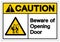 Caution Beware Of Opening Door Symbol Sign, Vector Illustration, Isolate On White Background Label. EPS10