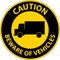 Caution Beware of Vehicles Sign On White Background