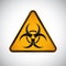 Caution biological hazard sign. Black orange warning bio hazard sign on white background. Information security biohazard vector