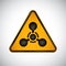 Caution chemical weapon sign. Black orange warning chemical weapon hazard sign on white background. Information security danger