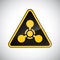 Caution chemical weapon sign. Black yellow carbon warning chemical weapon hazard sign on white background. Information security