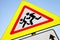 Caution children, Road sign close up