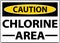 Caution Chlorine Area Sign On White Background