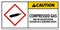 Caution Compressed Gas GHS Sign On White Background