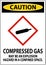 Caution Compressed Gas GHS Sign On White Background