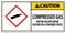 Caution Compressed Gas GHS Sign On White Background