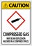 Caution Compressed Gas GHS Sign On White Background