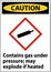 Caution Contains Gas Under Pressure GHS Sign On White Background
