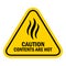 Caution contents are hot vector sign