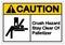 Caution Crush Hazard Stay Clear Of Palletizer Symbol Sign, Vector Illustration, Isolated On White Background Label. EPS10