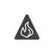 Caution danger fire flame icon vector