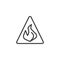 Caution danger fire flame line icon