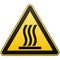 Caution - danger. Hot surface. Warning sign. Yellow triangle with a black image. White background. Vector illustrations.