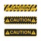 Caution danger sign set with yellow and black color. Warning sign for police, accident, under construction, website. Vector danger