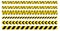 Caution and danger tapes. Warning tape. Black and yellow line striped. Vector illustration