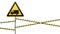 Caution - danger Warning sign safety. Beware of the Car. A yellow triangle with a black image. The sign on the pole and