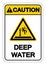 Caution Deep Water Symbol Sign, Vector Illustration, Isolate On White Background Label. EPS10