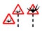 Caution deer on the road. Silhouette logo sign. Vector illustration. Humor. Horn road sign in red triangle