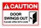 Caution Door Swings Out Please Open With Care Symbol Sign, Vector Illustration, Isolate On White Background Label .EPS10