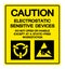 Caution Electrostatic Sensitive Device Do Not Open Or Handler Except At A Static-Free Workstation Symbol Sign, Vector Illustration