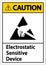Caution Electrostatic Sensitive Device Sign On White Background