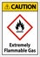 Caution Extremely Flammable Gas GHS Sign On White Background