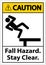 Caution Fall Hazard Stay Clear Sign On White Background