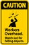 Caution Falling Debris Sign, Workers Overhead Falling Objects