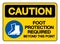 Caution Foot Protection Required Beyond This Point Symbol Sign, Vector Illustration, Isolate On White Background Label .EPS10