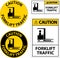 Caution Forklift traffic Floor Sign On White Background