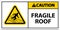 Caution Fragile Roof Sign On White Background